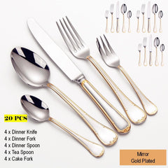 Gold Plated Stainless Steel Cutlery Set Elegant Gold Cutlery Safe