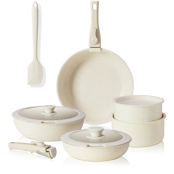 Pots and Pans Set Non Stick Induction Kitchen Cookware Stackable RV