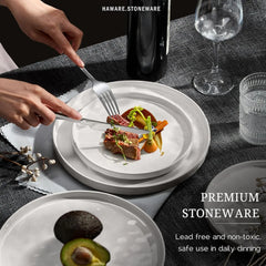 Stoneware Dinnerware Set for 4 Chip Resistant Plates and Bowls
