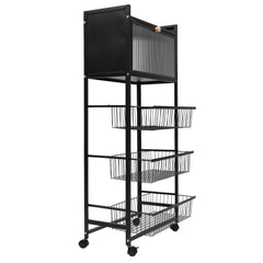 Kitchen Storage Rack Brake Casters Black  Kitchen Accessories