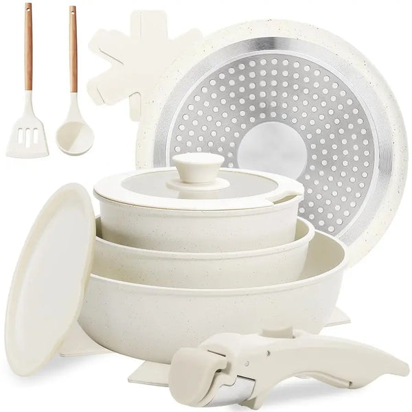 Pots and Pan Set Non Stick with Detachable Handle Cookware Set