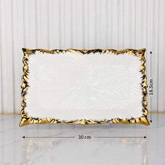Golden Edged Ceramic Dining Plate Western Steak Plate Sushi Plates