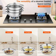 3 Tier Food Steamer with Lid Stainless Steel Steamer Cooker Steamer Pot