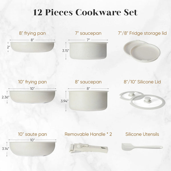 Pots and Pans Set Non Stick Induction Kitchen Cookware Stackable RV