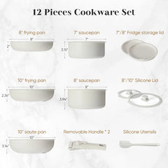 Pots and Pans Set Non Stick Induction Kitchen Cookware Stackable RV