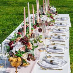 Gold Plastic Dinnerware Set for Guests Disposable set Napkins for Wedding