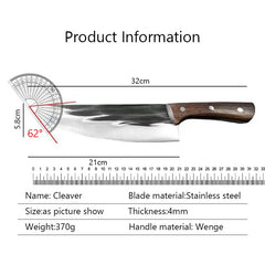Stainless Steel Forged Chef Knife Slicing Kitchen Cleaver Butcher Cutter
