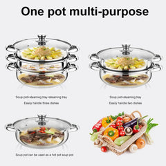 3 Tier Food Steamer with Lid Stainless Steel Steamer Cooker Steamer Pot