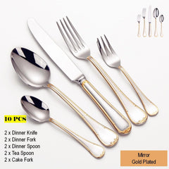 Gold Plated Stainless Steel Cutlery Set Elegant Gold Cutlery Safe
