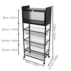 Kitchen Storage Rack Brake Casters Black  Kitchen Accessories