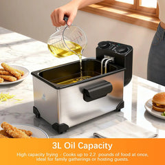 Electric Deep Fryer with Timer Temperature Control Viewing Window