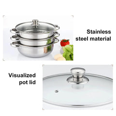 3 Tier Food Steamer with Lid Stainless Steel Steamer Cooker Steamer Pot