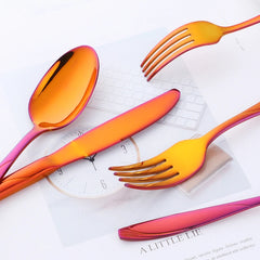 European Gold Dinnerware Stainless Steel Western Cutlery Knife Spoon