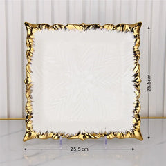 Golden Edged Ceramic Dining Plate Western Steak Plate Sushi Plates