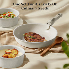Pots and Pans Set Non Stick Induction Kitchen Cookware Stackable RV