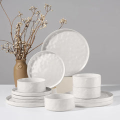 Stoneware Dinnerware Set for 4 Chip Resistant Plates and Bowls