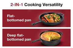 Dutch Oven Skillet Combo Cast Iron Cookware Multi Cooker Frying Pan