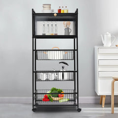Kitchen Storage Rack Brake Casters Black  Kitchen Accessories