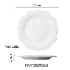 Gold border double line bead ceramic plate Premium Western style Plates