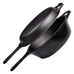 Dutch Oven Skillet Combo Cast Iron Cookware Multi Cooker Frying Pan