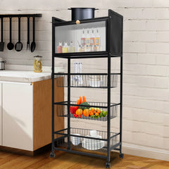Kitchen Storage Rack Brake Casters Black  Kitchen Accessories