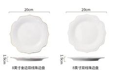Gold border double line bead ceramic plate Premium Western style Plates