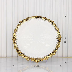 Golden Edged Ceramic Dining Plate Western Steak Plate Sushi Plates