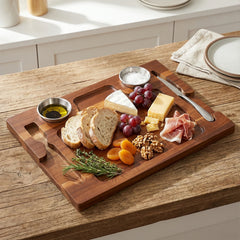 Acacia Wood Serving Plate with Grooves Carved Meat Wooden Plate