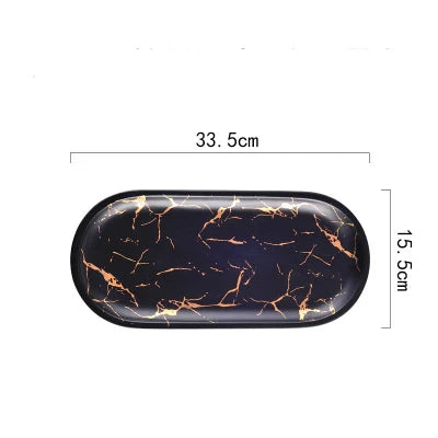 European Style Marble Plates Ceramic Dinner Set Gold Plates Tableware