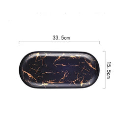 European Style Marble Plates Ceramic Dinner Set Gold Plates Tableware