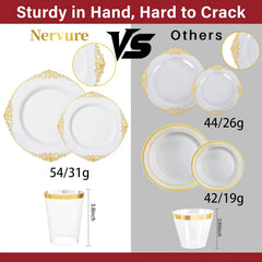 Gold Plastic Dinnerware Set for Guests Disposable set Napkins for Wedding