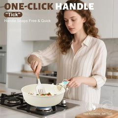 Pots and Pan Set Non Stick with Detachable Handle Cookware Set