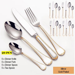 Gold Plated Stainless Steel Cutlery Set Elegant Gold Cutlery Safe