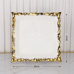 Golden Edged Ceramic Dining Plate Western Steak Plate Sushi Plates