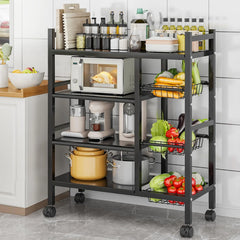 Cabinet storage rack 4 layers of black metal rack multi-layer storage rack