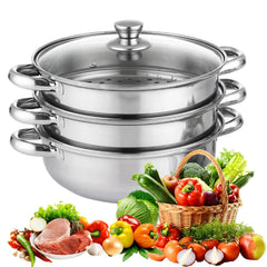 3 Tier Food Steamer with Lid Stainless Steel Steamer Cooker Steamer Pot