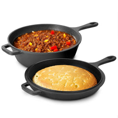 Dutch Oven Skillet Combo Cast Iron Cookware Multi Cooker Frying Pan