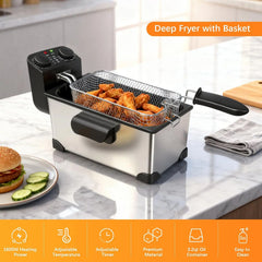 Electric Deep Fryer with Timer Temperature Control Viewing Window