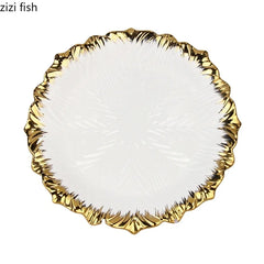 Golden Edged Ceramic Dining Plate Western Steak Plate Sushi Plates